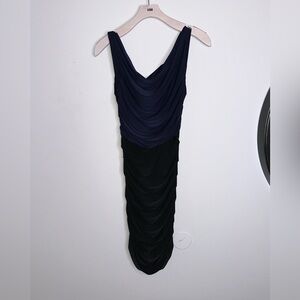 Serge Black and Navy Backless Dress